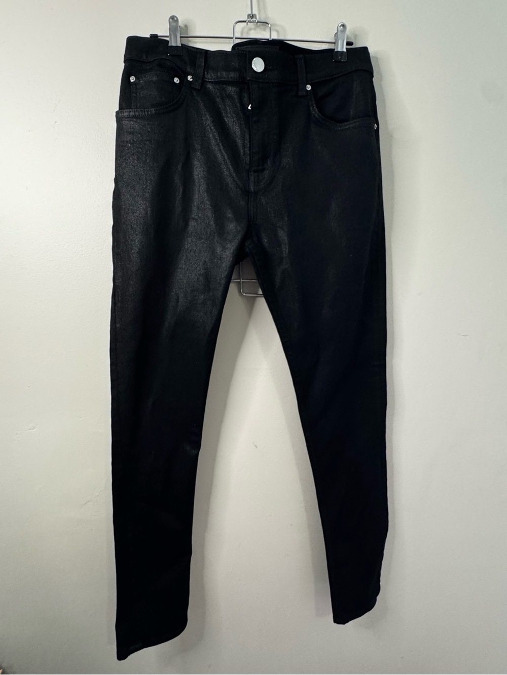 ORO Los Angeles Black Coated Skinny Jeans Size 34 Made in USA